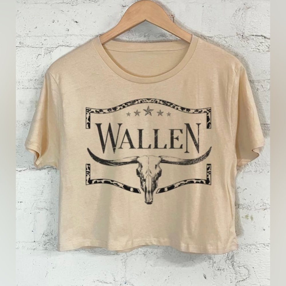 Morgan Wallen Cropped Tee - Beige